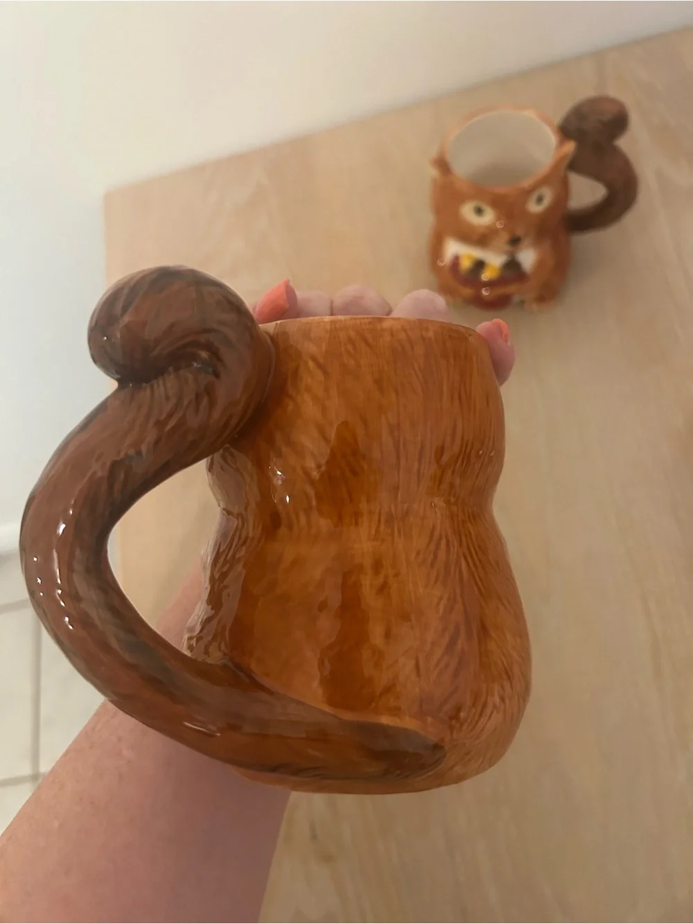 Pier 1 Brown Squirrel Ceramic Vases with Harvest Basket Detail